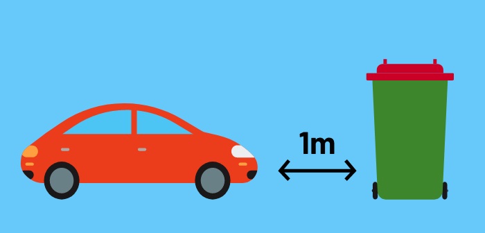 Make sure there is a 1m gap between your bin and car