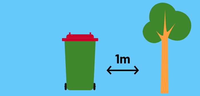 Make sure there is a 1m gap between your bin and the closest tree