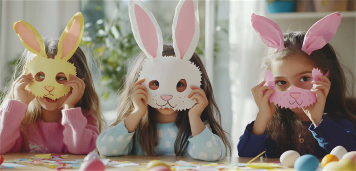 3 girls with bunny ear craft