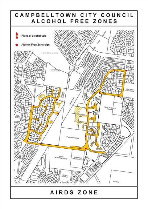 Campbelltown City Council alcohol free zones map