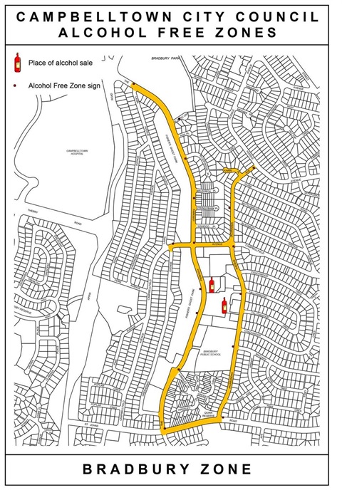 Map of Bradbury Alcohol Free Zone