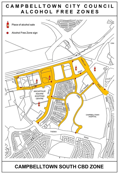 Map of Campbelltown South Alcohol Free Zone