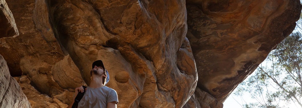 Georges River sandstone rock overhangs were often decorated with images and hand stencils