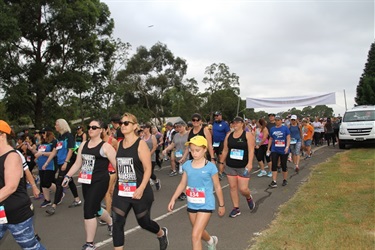 Challenge walkers making their way around the track at Mount Annan Botannical Gardens