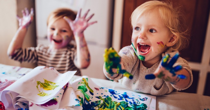 Finger painting at Mobile Playgroup